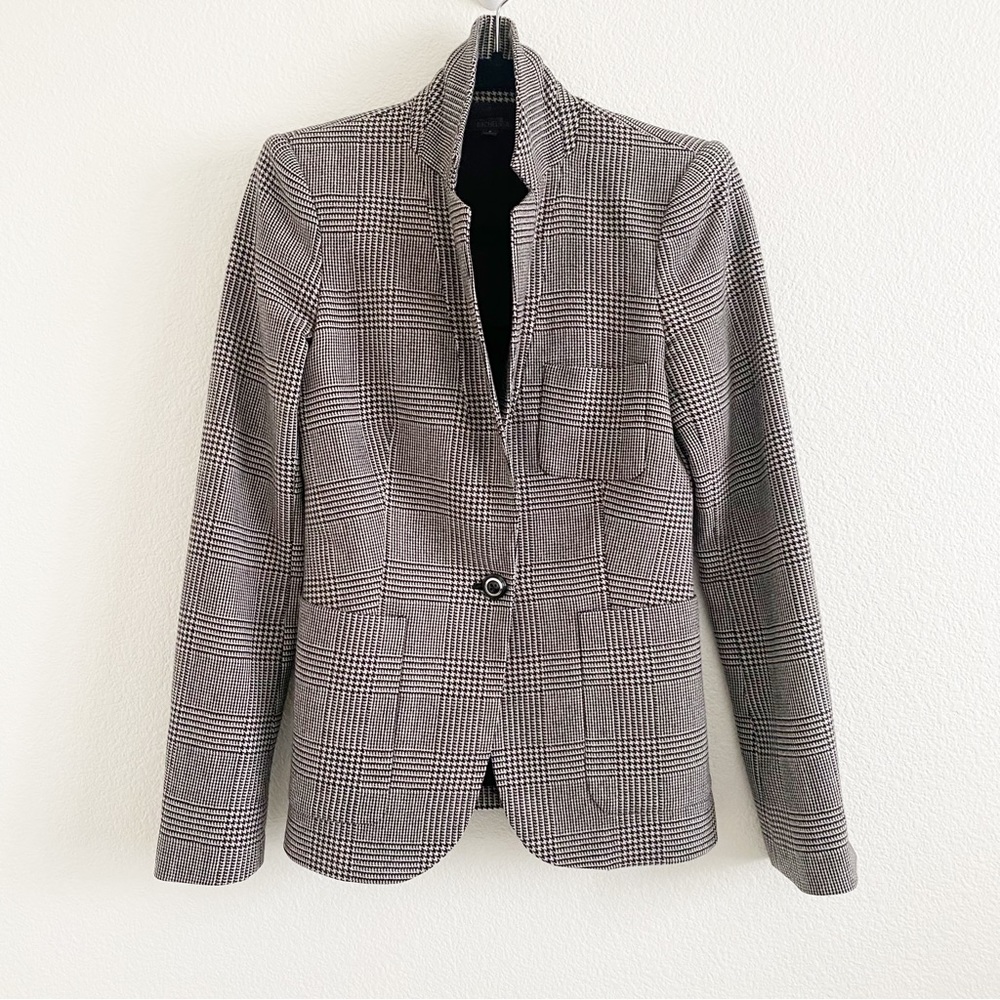 Rachel Zoe Collection Houndstooth Wool Blend Blazer Jacket 6